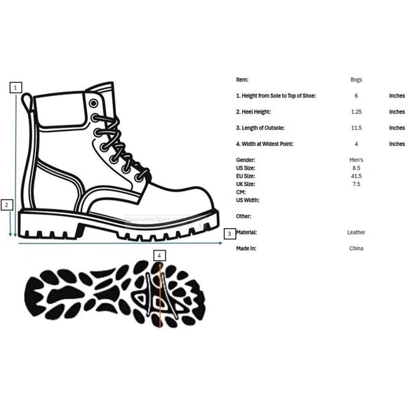 NWT BOGS Leather Casual Lace Classic Ankle Chukka Boots Mens 8.5 Black Lace Ups - Picture 11 of 11